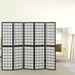 vidaXL 5 paneles fekete japán stílusú összecsukható paraván 200x170 cm (352081)