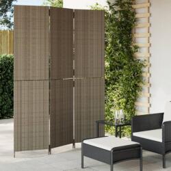 vidaXL szürke 3-paneles polyrattan térelválasztó (365358)
