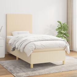 vidaXL krémszínű szövet rugós ágy matraccal 90 x 200 cm (3142150)