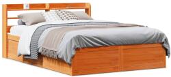vidaXL viaszbarna tömör fenyőfa ágykeret fejtámlával 120 x 200 cm (3307088)