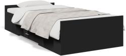 vidaXL fekete szerelt fa ágykeret fiókokkal 100 x 200 cm (3280329)