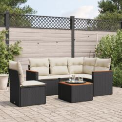 vidaXL 6 részes fekete polyrattan kerti ülőgarnitúra párnákkal (3225979)