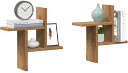vidaXL 2 db kézműves tölgy színű szerelt fa fali polc 38 x 12 x 38 cm (853253)