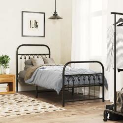 vidaXL fekete fém ágykeret fej- és lábtámlával 75 x 190 cm (376608)