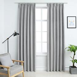 vidaXL 2 db szürke sötétítőfüggöny kampókkal 140 x 225 cm (134468)