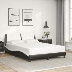 vidaXL fekete és fehér műbőr ágykeret fejtámlával 140 x 200 cm (3208189)