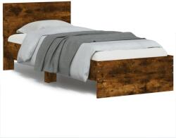 vidaXL füstös tölgy színű ágykeret fejtámlával és LED-ekkel 90x190 cm (838838)
