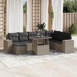 vidaXL 9 részes világosszürke polyrattan kerti ülőgarnitúra párnával (3269362) - vidaxl