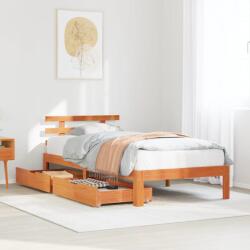 vidaXL viaszbarna tömör fenyőfa ágykeret fiókokkal 75 x 190 cm (3302020)