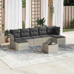 vidaXL 8 részes világosszürke polyrattan kerti ülőgarnitúra párnával (3218042) - vidaxl