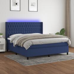 vidaXL kék szövet rugós és LED-es ágy matraccal 180 x 200 cm (3138579)