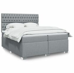 vidaXL világosszürke szövet rugós ágy matraccal 200 x 200 cm (3290602)