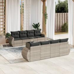 vidaXL 9 részes világosszürke polyrattan kerti ülőgarnitúra párnával (3253489)