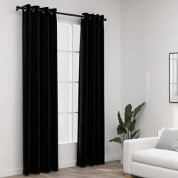 vidaXL 2 db fekete, vászonhatású sötétítőfüggöny fűzőkarikával 140 x 245 cm (321154)