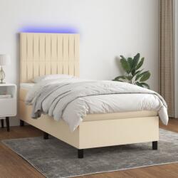 vidaXL krémszínű szövet rugós és LED-es ágy matraccal 80 x 200 cm (3134994)
