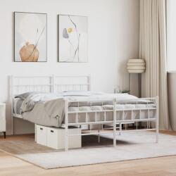 vidaXL fehér fém ágykeret fej- és lábtámlával 135x190 cm (355725)