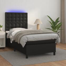vidaXL fekete műbőr rugós ágy matraccal és LED-del 90x190 cm (3135915)