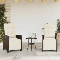 vidaXL 2 db barna polyrattan dönthető kerti szék lábtartóval (365242)