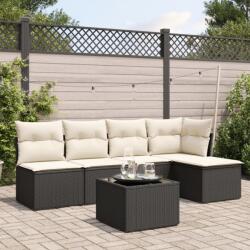 vidaXL 6 részes fekete polyrattan kerti ülőgarnitúra párnákkal (3217526)