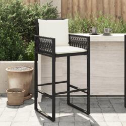 vidaXL 2 db fekete polyrattan kerti bárszék párnával (368705)