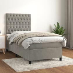 vidaXL világosszürke bársony rugós ágy matraccal 100 x 200 cm (3143187)