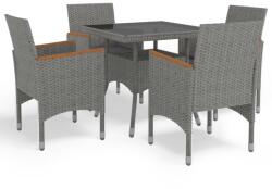 vidaXL 5 részes szürke polyrattan és akácfa kerti étkezőgarnitúra (3058325)
