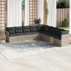 vidaXL 9 részes világosszürke polyrattan kerti ülőgarnitúra párnával (3217782)