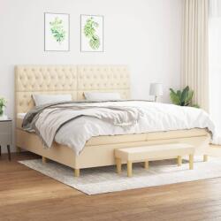 vidaXL krémszínű szövet rugós ágy matraccal 200 x 200 cm (3137426)