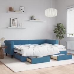 vidaXL kék kihúzható bársony heverő fiókokkal 80 x 200 cm (3197811)