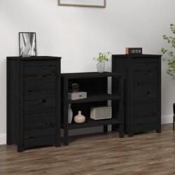 vidaXL 2 db fekete tömör fenyőfa tálalószekrény 40 x 35 x 80 cm (813748)