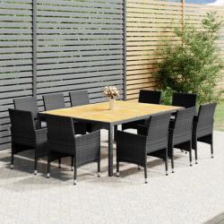 vidaXL 11 részes szürke polyrattan kerti étkezőgarnitúra (3058567)