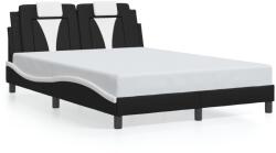 vidaXL fekete és fehér műbőr ágykeret fejtámlával 140 x 200 cm (3208101)
