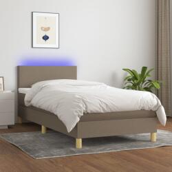 vidaXL tópszínű szövet rugós és LED-es ágy matraccal 90x190 cm (3133521)
