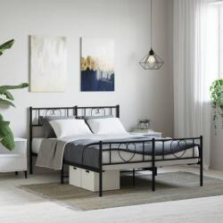 vidaXL fekete fém ágykeret fej- és lábtámlával 140 x 190 cm (355481)