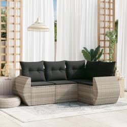 vidaXL 4 részes világosszürke polyrattan kerti ülőgarnitúra párnákkal (3253649)