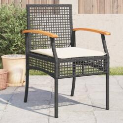 vidaXL 4 db fekete polyrattan és akácfa kerti szék párnákkal (366251)