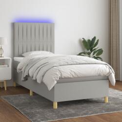 vidaXL világosszürke szövet rugós és LED-es ágy matraccal 100x200 cm (3135573)