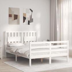 vidaXL fehér tömör fa ágykeret fejtámlával 140 x 190 cm (3194292)