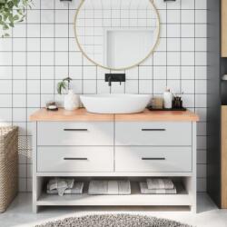 vidaXL világosbarna kezelt tömör fa fürdőszobai pult 140x40x(2-6) cm (3156148)