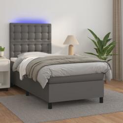 vidaXL szürke műbőr rugós ágy matraccal és LED-del 100x200 cm (3135931)