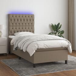 vidaXL tópszínű szövet rugós és LED-es ágy matraccal 90x200 cm (3135089)