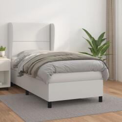 vidaXL fehér műbőr rugós ágy matraccal 100 x 200 cm (3128956)