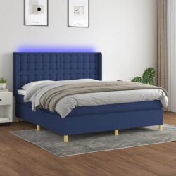 vidaXL kék szövet rugós és LED-es ágy matraccal 180 x 200 cm (3139219)