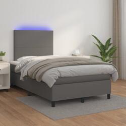 vidaXL szürke műbőr rugós ágy matraccal és LED-del 120x200 cm (3135817)