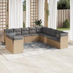 vidaXL 11 részes bézs polyrattan kerti ülőgarnitúra párnákkal (3217879) - vidaxl