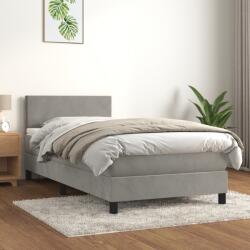 vidaXL világosszürke bársony rugós ágy matraccal 90 x 200 cm (3141161)