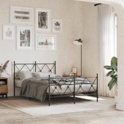 vidaXL fekete fém ágykeret fej- és lábtámlával 120 x 190 cm (376517) - vidaxl