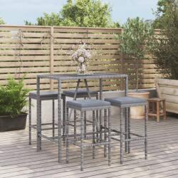 vidaXL 5 részes szürke polyrattan kerti bárszett párnákkal (3187634) - vidaxl