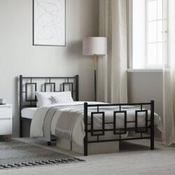vidaXL fekete fém ágykeret fej- és lábtámlával 90 x 200 cm (374252) - vidaxl
