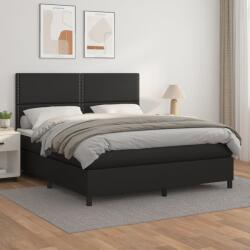 vidaXL fekete műbőr rugós ágy matraccal 180 x 200 cm (3142797)